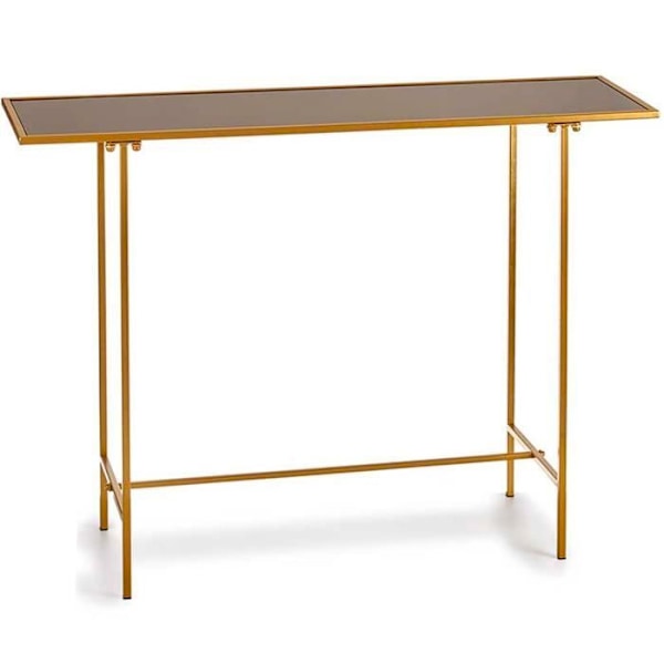 Konsolbord i sort glas og guldlakeret metal 110x33x77cm