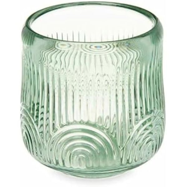 Ljushållare - PRESENTDEKOR - Set med 12 värmeljushållare i glas - Gröna ränder - 9 x 9,5 cm - Flerfärgad Flerfärgad