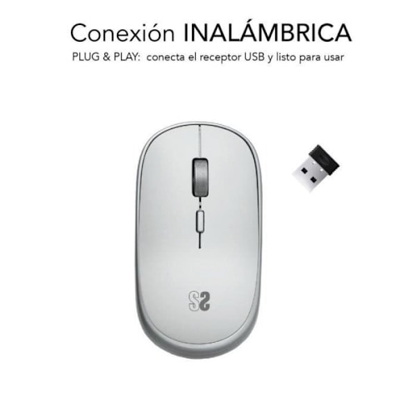 Ratón Inalámbrico Subblim Wireless Mini/ Hasta 1600 DPI/ Plata Argent