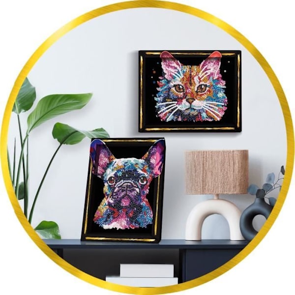 Kit til kreative hobbyer - LANSAY - Kollektion Pailletter - Pop art hund - Fra 14 år Flerfärgad
