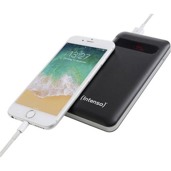 Ekstra batteri - INTENSO - PD10000 - Lithium-polymer - 10000 mAh - Sort svart