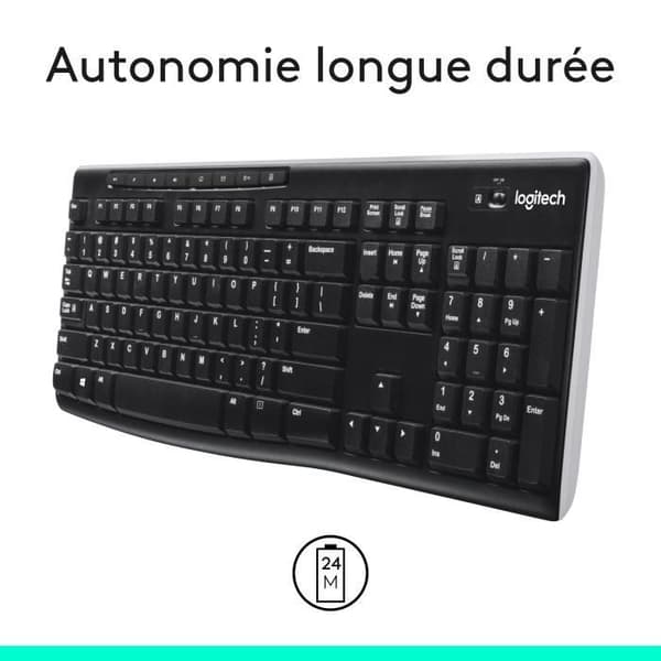 Näppäimistö - Langaton - Logitech - K270 - AZERTY - Musta