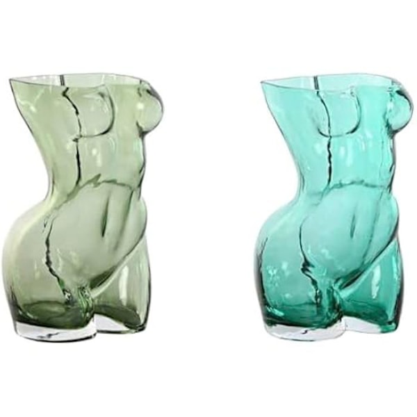Maljakko - HOME ESPRIT - Monivärinen - Lasi - 17 x 18 x 28 cm - 2 kpl Flerfärgad