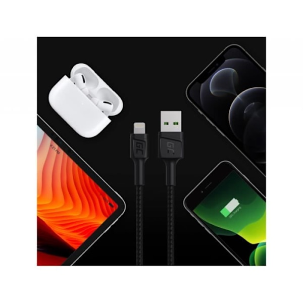 Lightning-kabel - Green Cell - GC PowerStream - 120cm - Hurtigopladning - USB-A