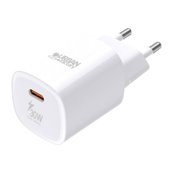 USB-C väggladdare - Urban Factory - POWEE - 30 W - 4.5 A - PD 2.0, PD 3.0 - Blank vit Vit