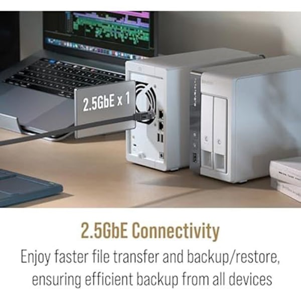 NAS - QNAP - TS-216G - 2 båse - 4 GB RAM - 1x1GbE 1x2,5GbE