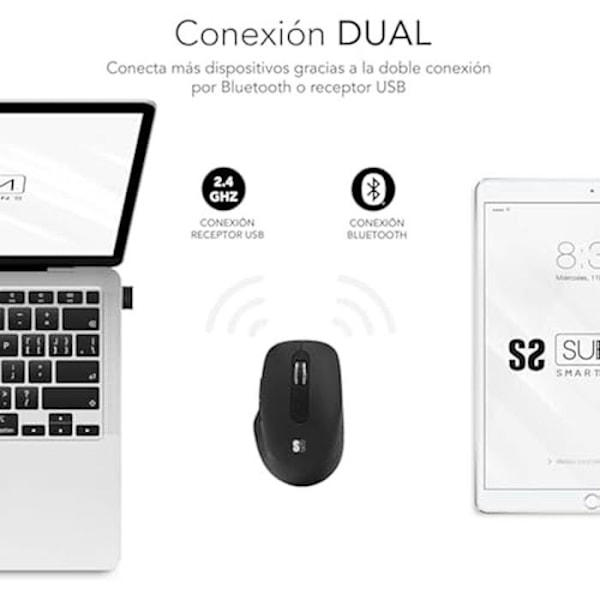 SUBBLIM Curve Ergo Dual Mouse Batteri Svart