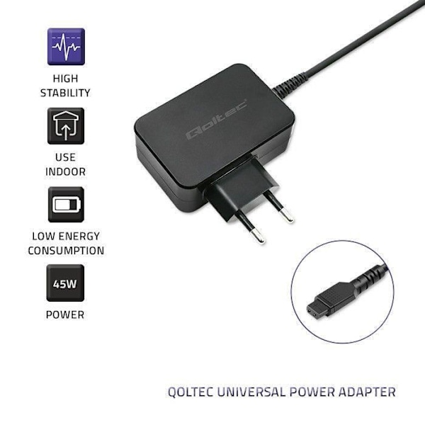 Qoltec Strømforsyning 45W 8 stik - 5901878510255