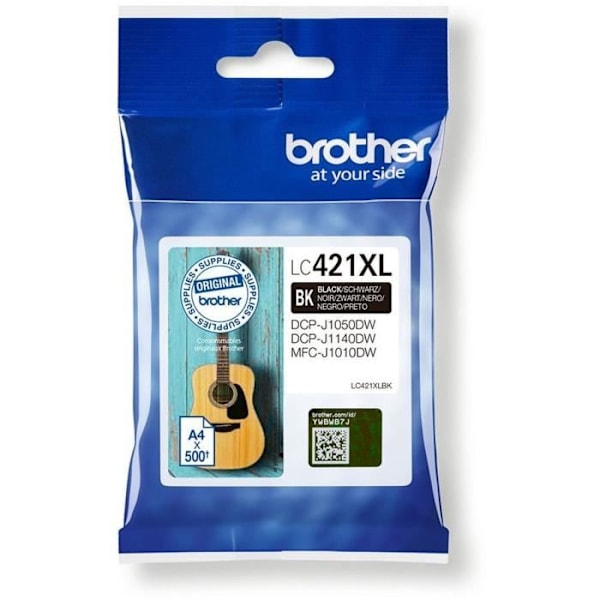 LC421XLBK blækpatron - BROTHER - sort høj kapacitet 500 sider - til DCP -J1050DW, MFC -J1010DW og DCP -J1140DW