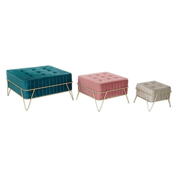 Bänk - Ej specificerat - 82 x 82 x 46 cm - MDF trä - 2/3 platser - Tyg blå/rosa/grå