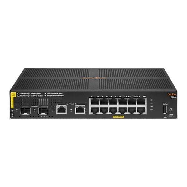 HPE ARUBA 6100 12G CL4 2SFP+ LAGER JL679A Sort