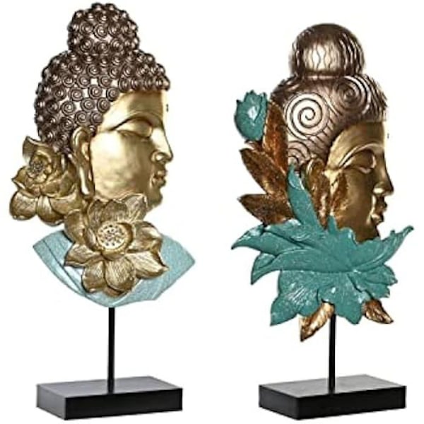 Koristehahmo - DKD HOME DECOR - Itämainen Buddha - 22 x 8 x 42,5 cm - Musta ja kulta - 2 kpl:n setti Svart, guld.