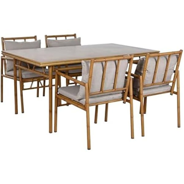 Pöytäsetti - HOME ESPRIT - 4 tuolia - Alumiini - 160 x 90 x 75 cm - Puutarha Flerfärgad