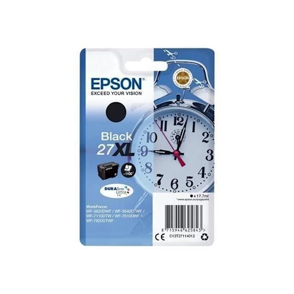 EPSON T2711 XL sort blækpatron - vækkeur (C13T27114012)