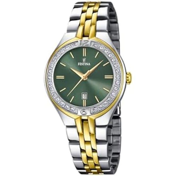 Dameur - FESTINA - F16868/4 - Kasse i rustfrit stål 316L - Armbånd i rustfrit stål - Grøn farve