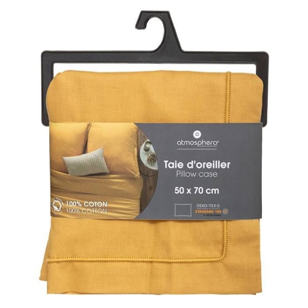 Pudebetræk - Ockergul - 50x70cm - 100% Bomuld - Vaskbar ved 60° - Certificeret OEKO-TEX Okker