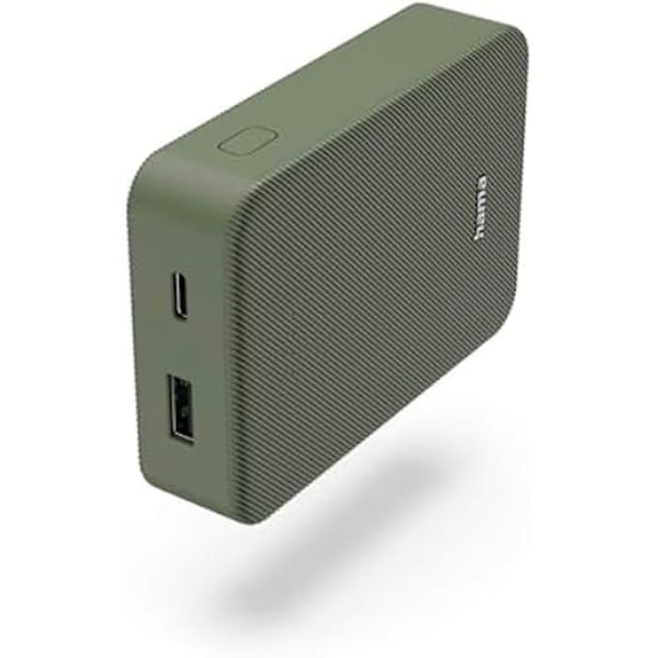 Ulkoakku - HAMA - Tehoakku 10000 mAh - Nopea Lataus - USB A ja C - Kevyt ja Kompakti Vihreä