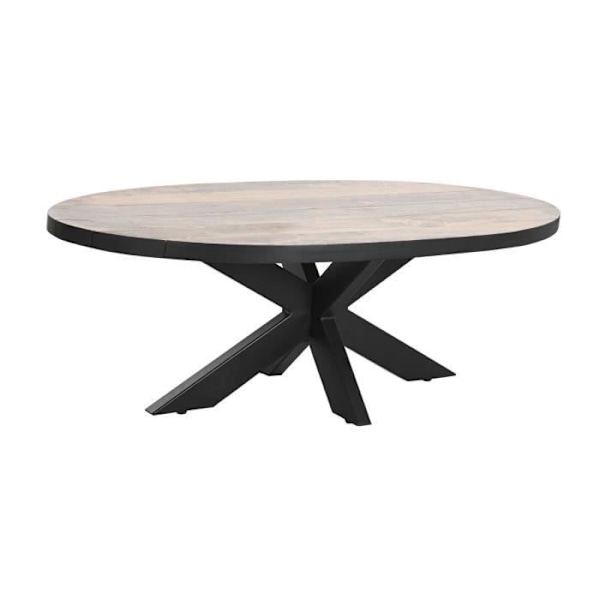 kotimainen sohvapöytä, luonnonparvi, musta metalli, mango, sohvapöytä 130 cm