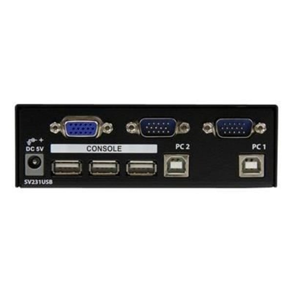 STARTECH Professionel 2-Port USB VGA KVM-switch med kabler - Tastaturmus Skærmskiftesæt Sort