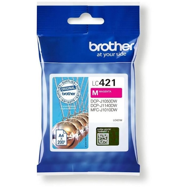LC421M blækpatron - BROTHER - Magenta Standardkapacitet 200 sider - Til DCP -J1050DW, MFC -J1010DW og DCP -J1140DW