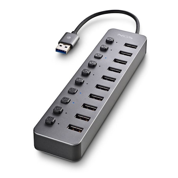 USB 3.0 Hub - NGS - IHUB 10 - 10 porte - 5 Gbps - Plug & Play - Sort