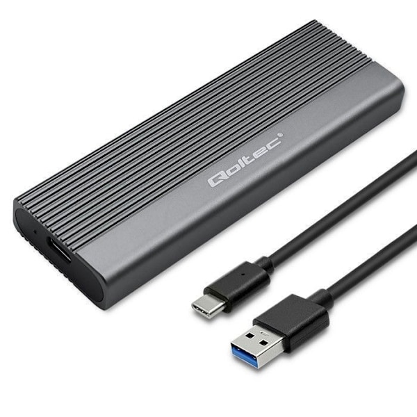 Qoltec - 52267 - Pocketcase | SSD Bay M.2 | SATA | NGFF | USB-C | Super Speed 6 Gb/s | 2 To | Grå