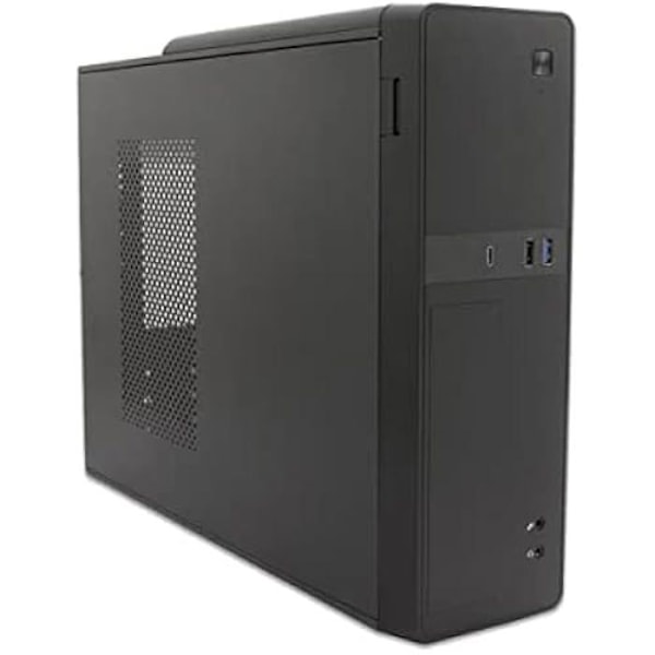 CoolBox T310 - Micro ATX Slim PC taske med BASIC500-GRS kilde. USB-C, USB 3.0 og front SD-kortlæser, understøttelse af Sort
