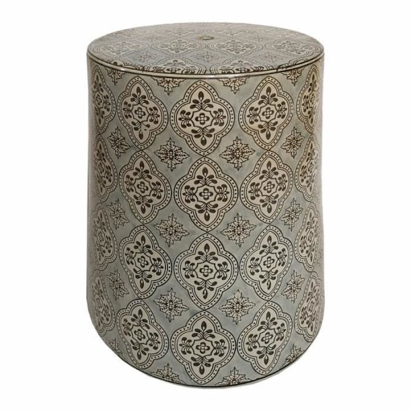 Sidebord - Porcelæn - Beige og blå - Arabisk design - 33,5 x 33,5 x 43 cm