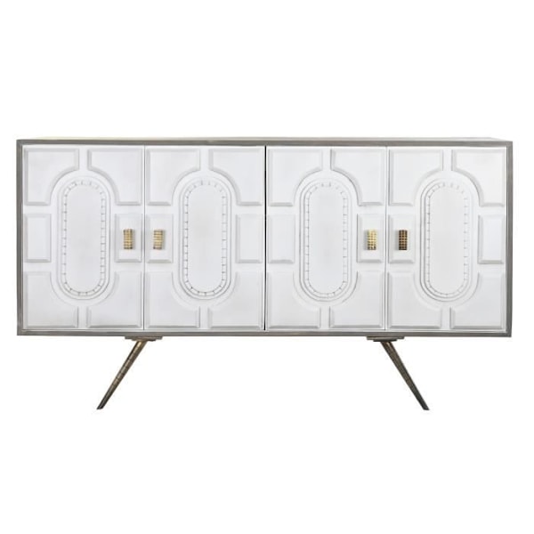 Sideboard - Guldgrå - Vit metall - Mangoträ