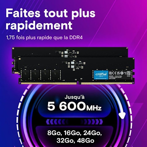 RAM DDR5 Crucial 64GB Kit (2x32GB) - 5600MHz - Ei-ECC - UDIMM