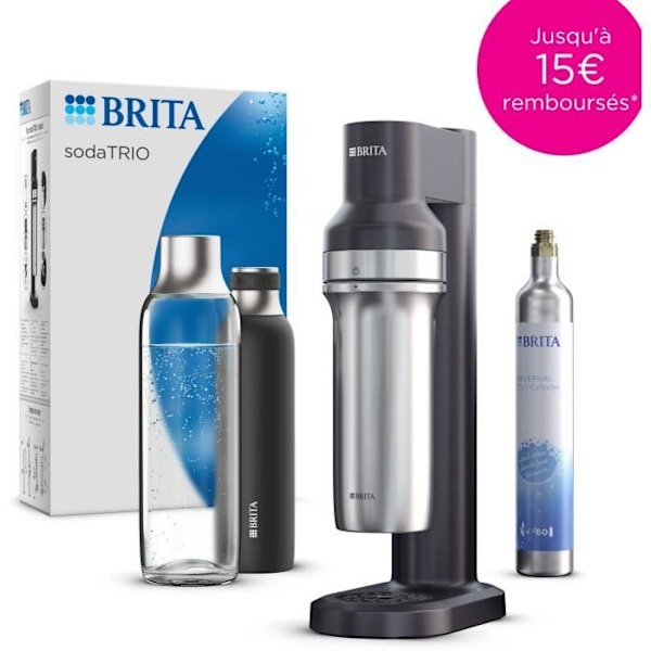 BRITA soodakone - SodaTRIO Musta - 1 Pullo 1L ja 1 CO2-sylinteri mukana