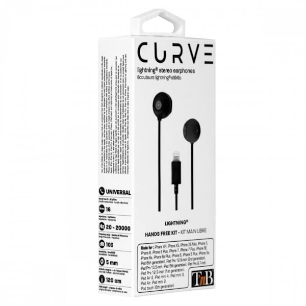 Semi-in-ear headphones - TNB - CURV - Lightning - Black - Comfortable and stylish svart