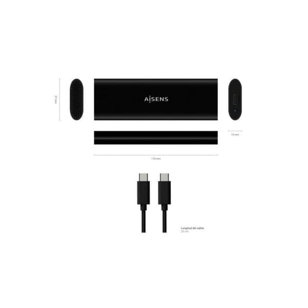 Aisens ASM2-014B USB-kiintolevyn suojaus Musta USB 3.2 Gen 2 (3.1 Gen 2)