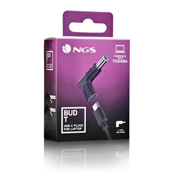 NGS BUD-T: Ersättningspack med 2 USB-C-strömadaptrar kompatibla med TOSHIBA bärbara datorer.
