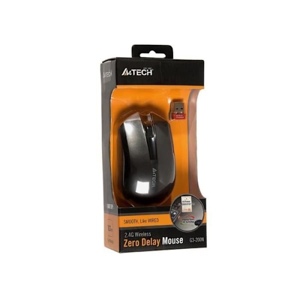 A4TECH G3-200N langaton hiiri - V-Track 1000 DPI - Ambidextrous - Musta