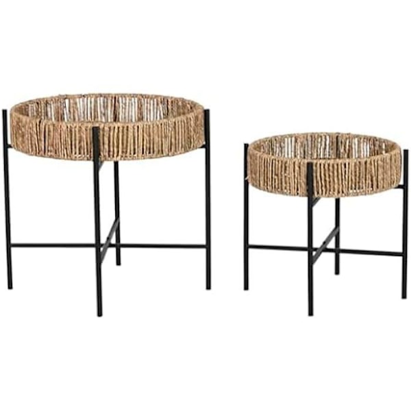 Borde - HOME ESPRIT - Sæt med 2 - Sort metal - 49 x 49 x 44 cm - Til at samle selv Flerfärgad