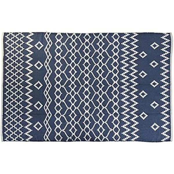 Tæppe - DKD Home Decor - Standard - Blå og hvid - 120 x 180 cm - Indendørs blå och vit
