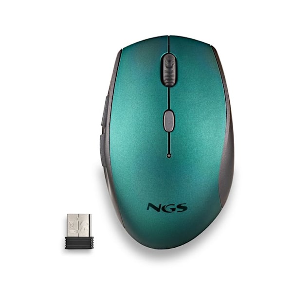 NGS BEE BLUE: Ergonomisk trådlös mus med tysta knappar. Justerbar DPI: 800/1200/1600. Högerhänt. Plug & Play. Färg