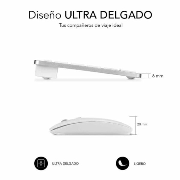 Teclado y Ratón Inalámbrico Subblim OCO010 Combo Multidispositivo Compacto/ Plata Argent
