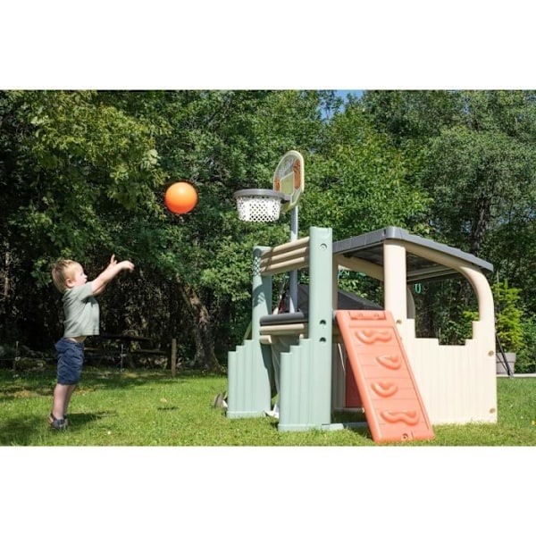 SMOBY Life - Fun Center - Multi-Sports Aktivitetscenter Grå, beige, grön och orange