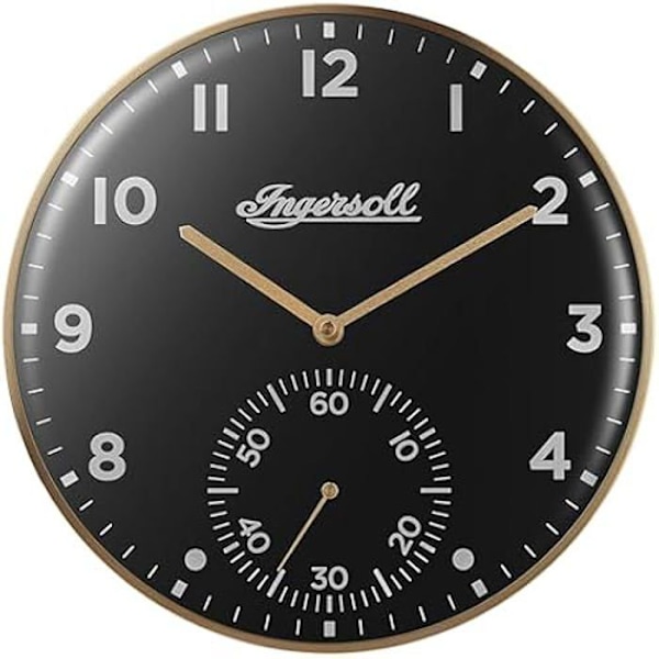 Vægur analogt - INGERSOLL - Let at læse - Guld og Sort - 30 cm Guld