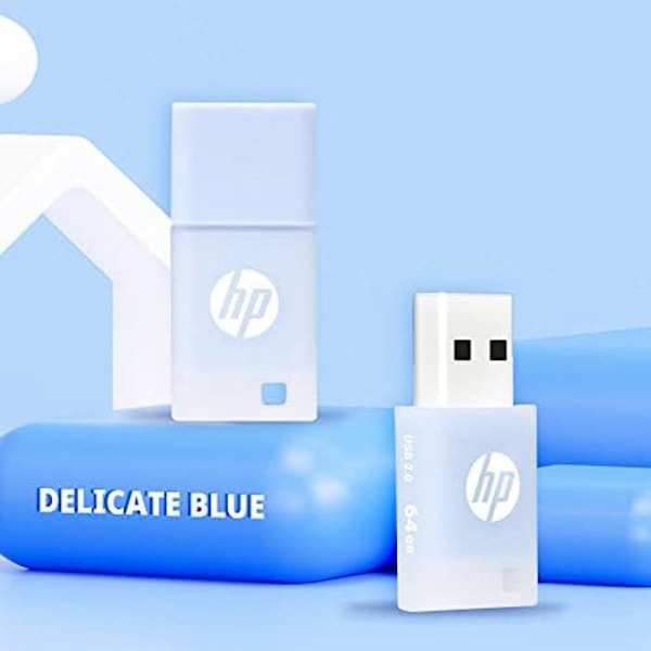 USB-avain - HP - v168 - 64 Gt - USB 2.0 - Pastellinsininen - Kestävä muotoilu