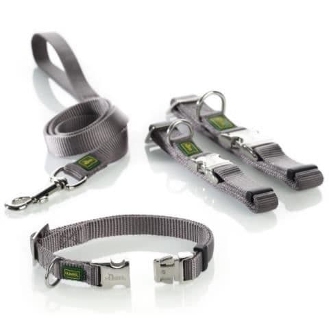 Hundhalsband - Hunter - Vario Basic Alu Strong - Grå nylon - Storlek L - Justerbar Grå