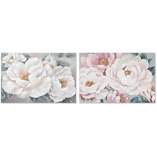 Målning - HOME ESPRIT - Romantiska rosor - 120 x 80 cm - Flerfärgad - 2 enheter mångfärgad