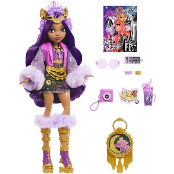 Monster High-Clawdeen Wolf -nukke Monster Fest -asulla HXH80 Flerfärgad
