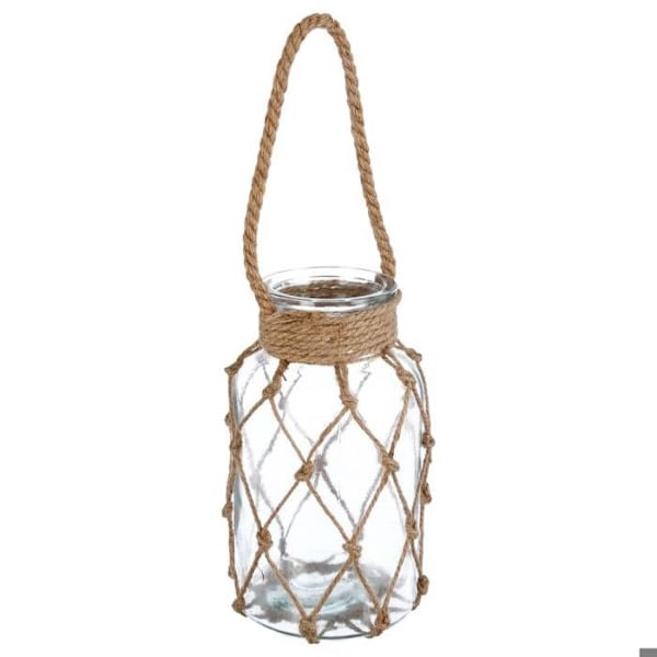 Fyrfadslysholder - 0C0G0201 - Gennemsigtigt glas - Højde 26 cm - Havtema dekoration - Etnisk stil Transparent