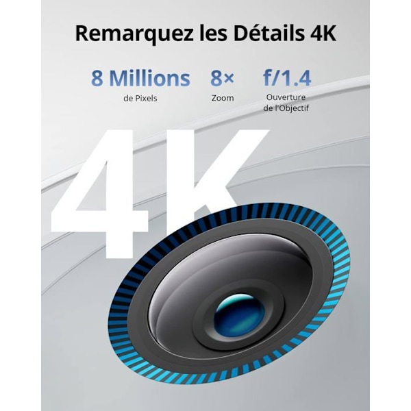 eufy Security eufyCam S330 - WiFi-valvontakamera - 4K-resoluutio - Aurinkoenergia - Värillinen yönäkö - Vaatii HomeBase 3:n Sort og hvid