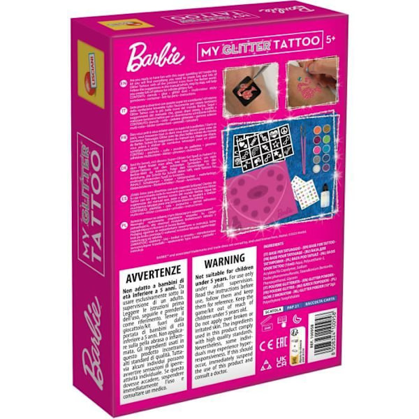 Barbie-tatuoinnit - LISCIANI - Barbie - Kimaltava tatuointi - Kimaltavat tatuoinnit - Turvallinen ja testattu materiaali Flerfärgad