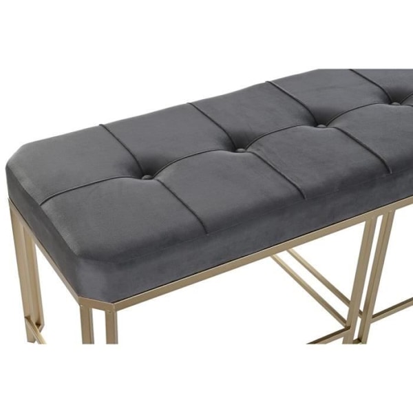 fløjlsgrå metalbænk (120 x 40 x 47 cm)
