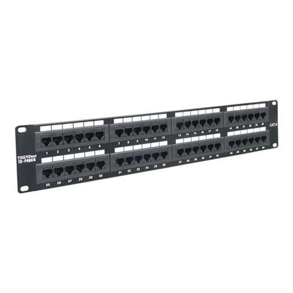 TRENDNET nätverkspanelrum TC-P48C6 - 48 port(ar) - 48 x RJ-45 - 48 x RJ-11 - 19" vidvinkel